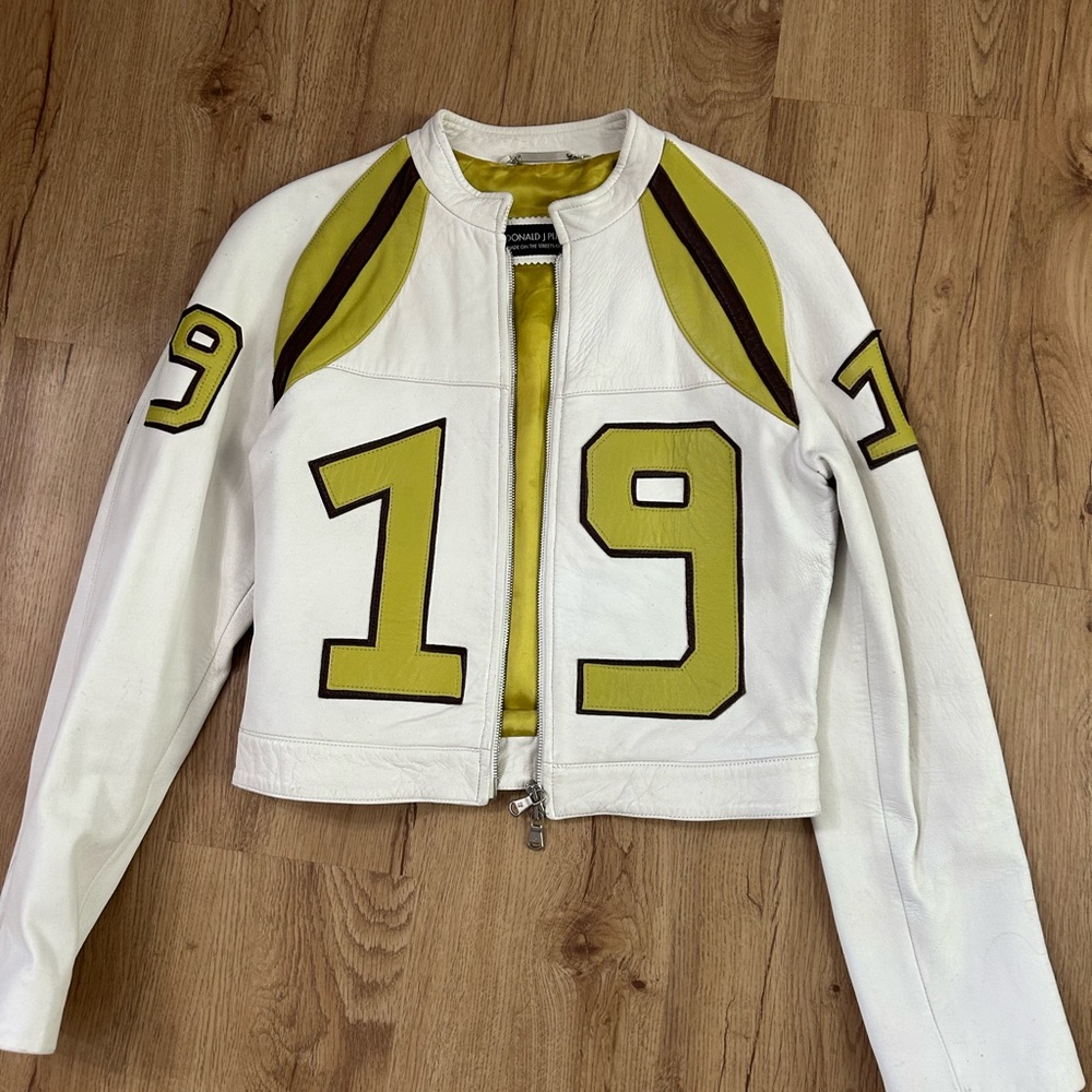 Donald J. Pliner White and green Varsity Jacket